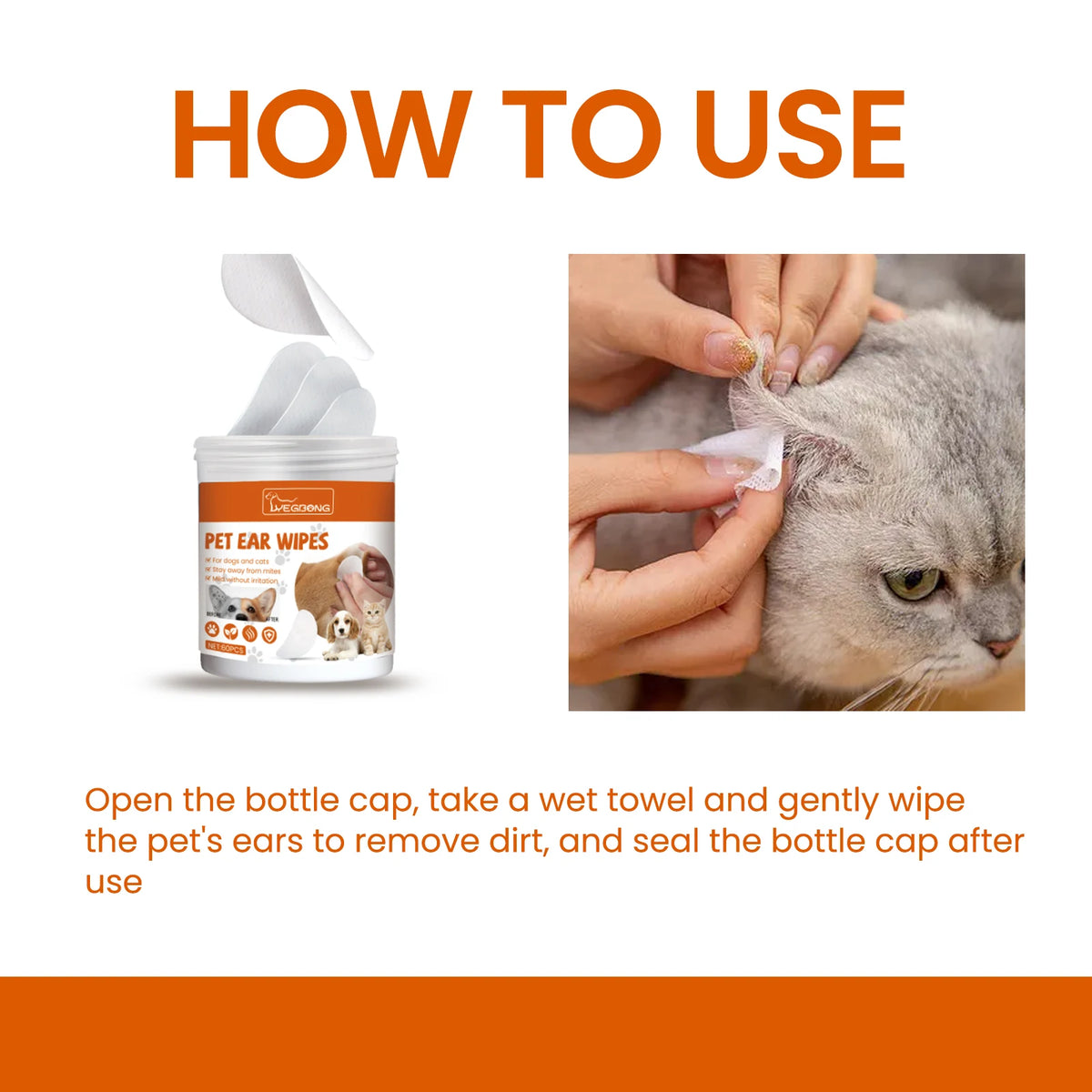 Yegbong Gentle Pet Ear Cleaning Wipes For Cats And Dogs