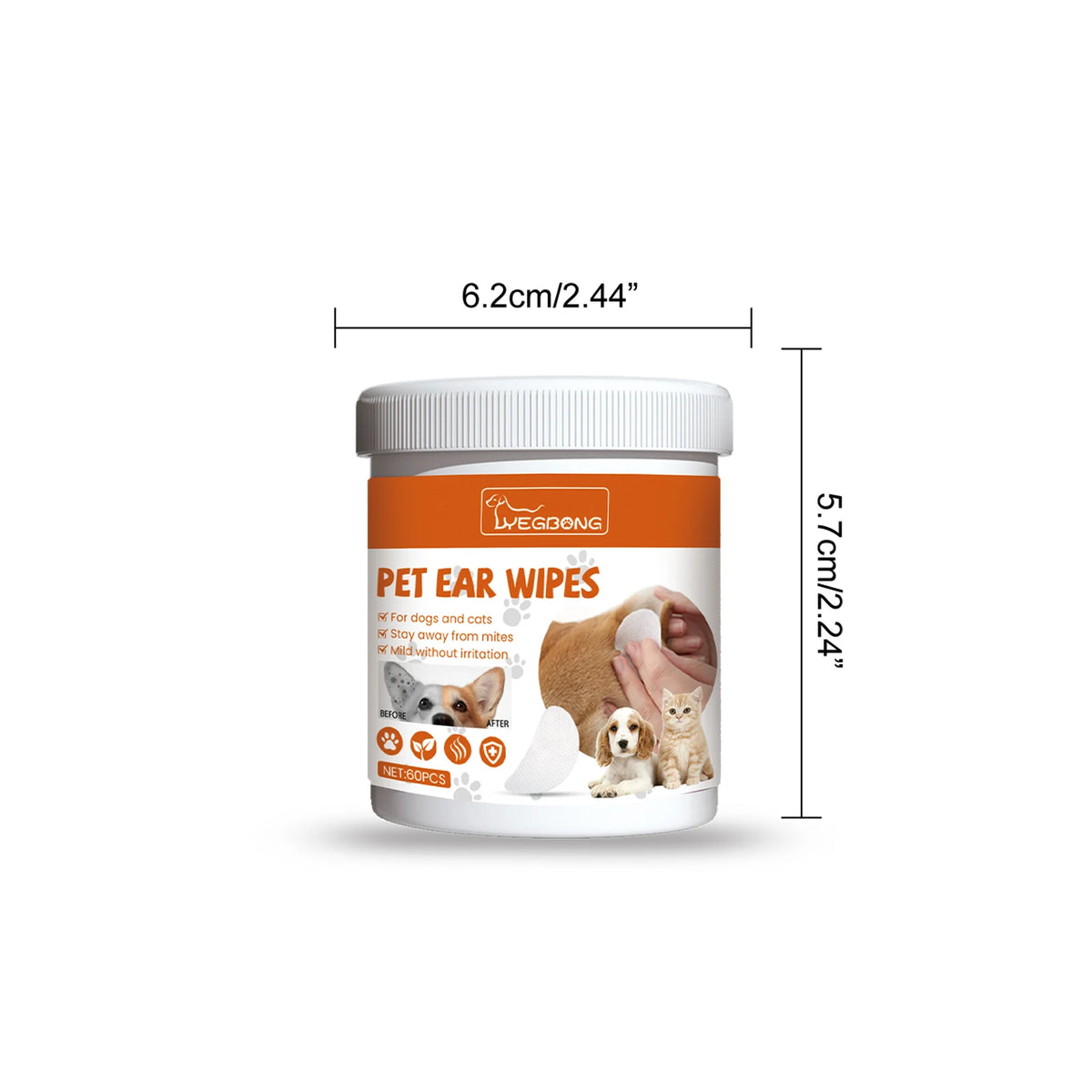 Yegbong Gentle Pet Ear Cleaning Wipes For Cats And Dogs