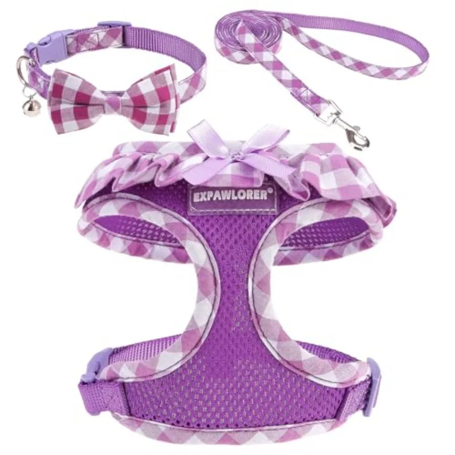 Adjustable Step In Dog Harness Collar And Leash Set