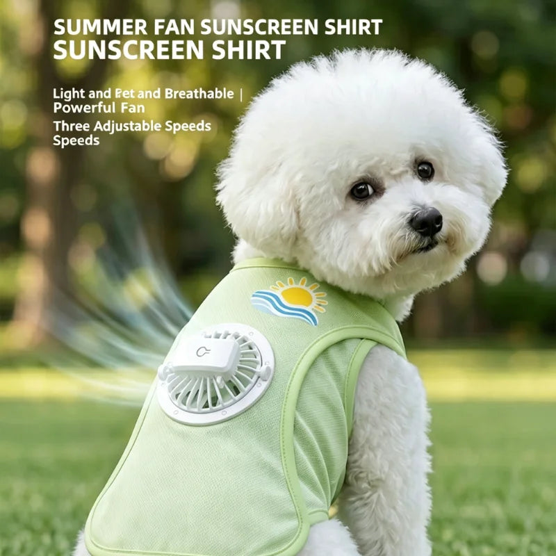 Detachable USB Fan Dog Cooling Vest UV Protective Summer Tank