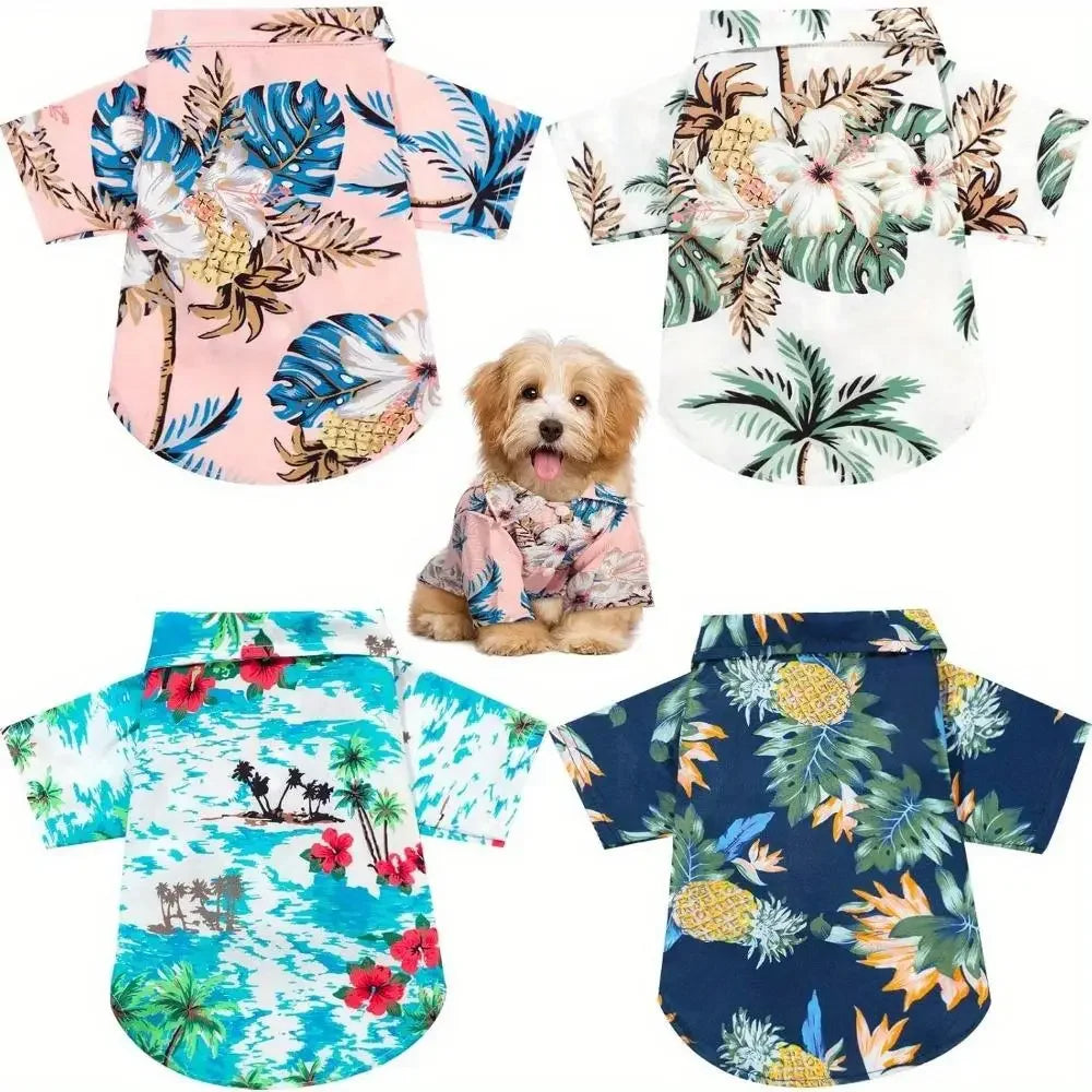 Pet Hawaiian Shirts Set Breathable Dog And Cat Apparel