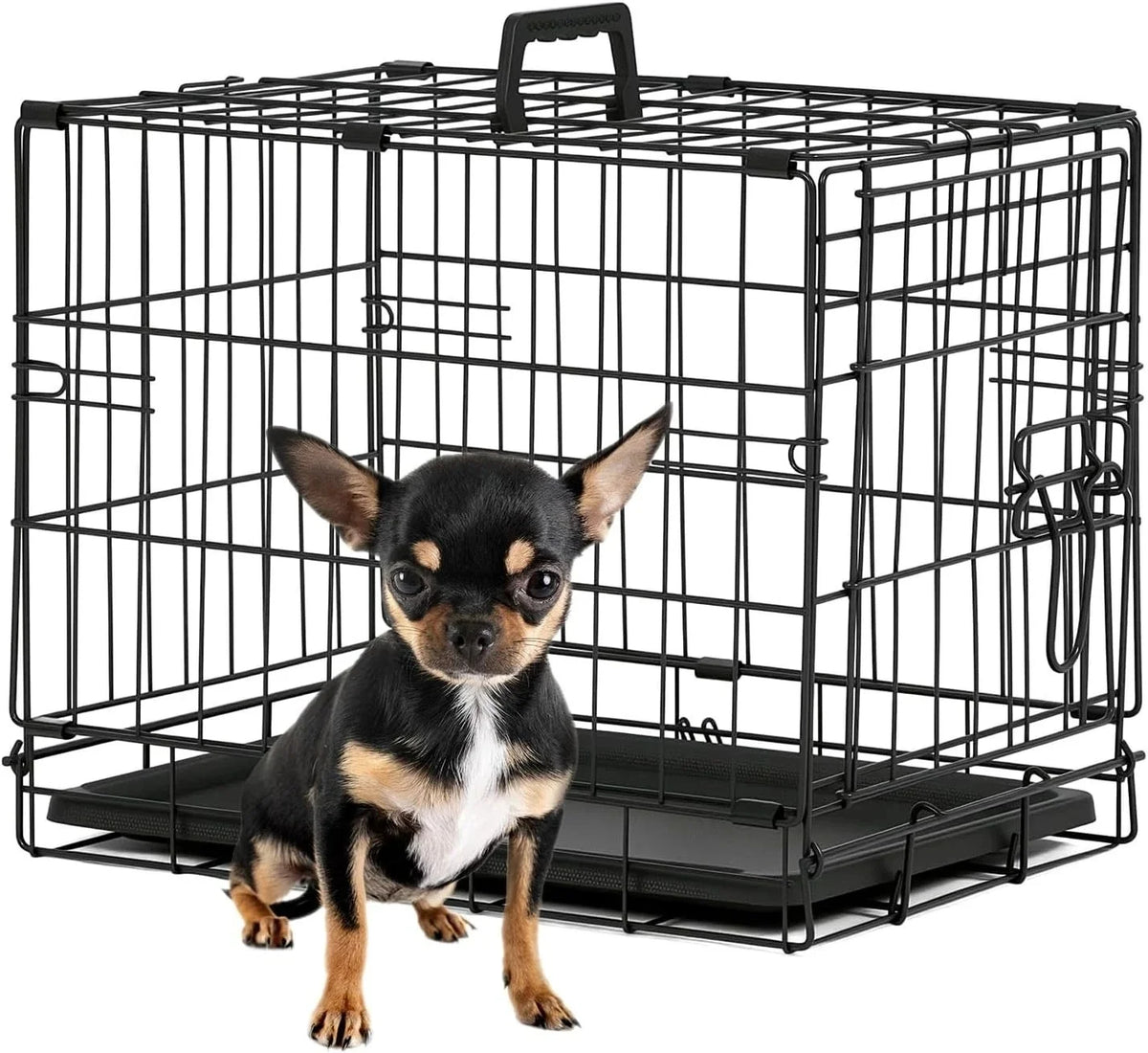 Premium Folding Pet Dog Crate With Secure Dual Entry Doors