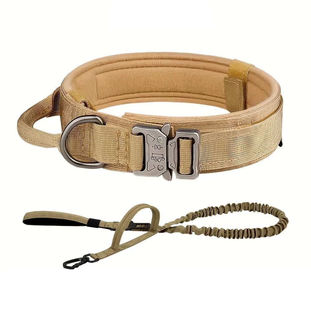 PetraVel Adjustable Tactical Dog Collar And Nylon Leash Set