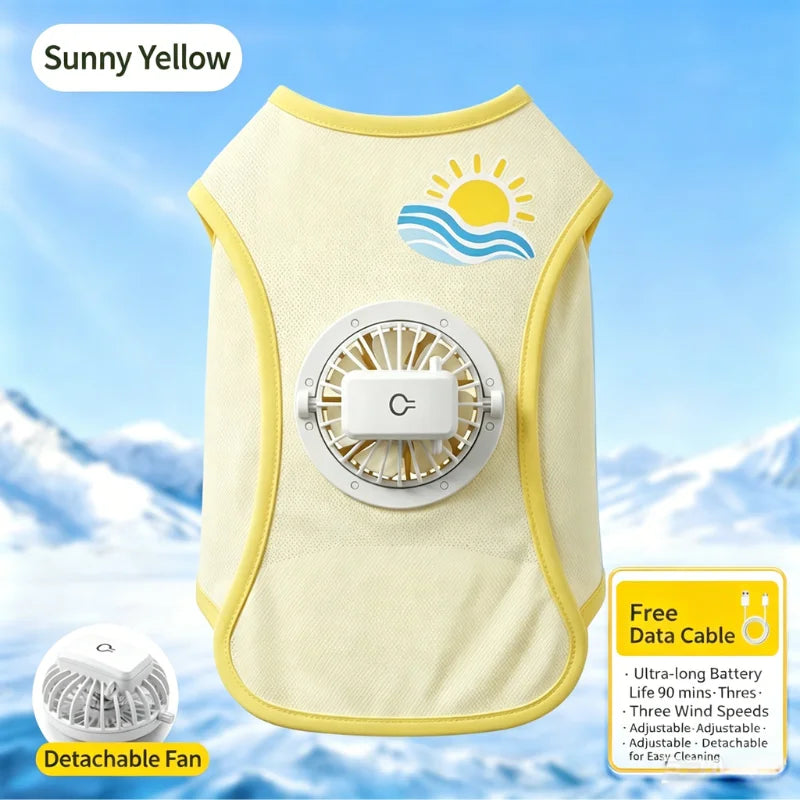 Detachable USB Fan Dog Cooling Vest UV Protective Summer Tank