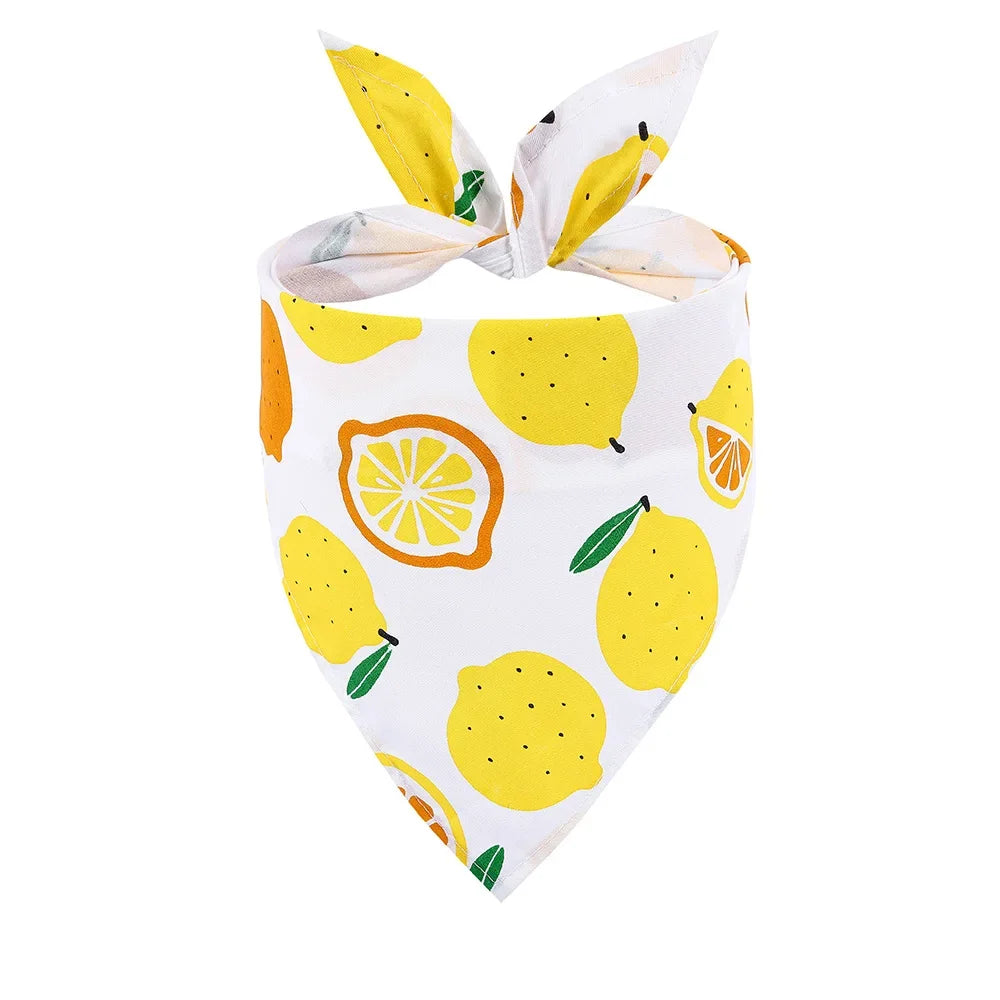 Washable Fruit Floral Dog Bandana Soft Adjustable Pet Scarf