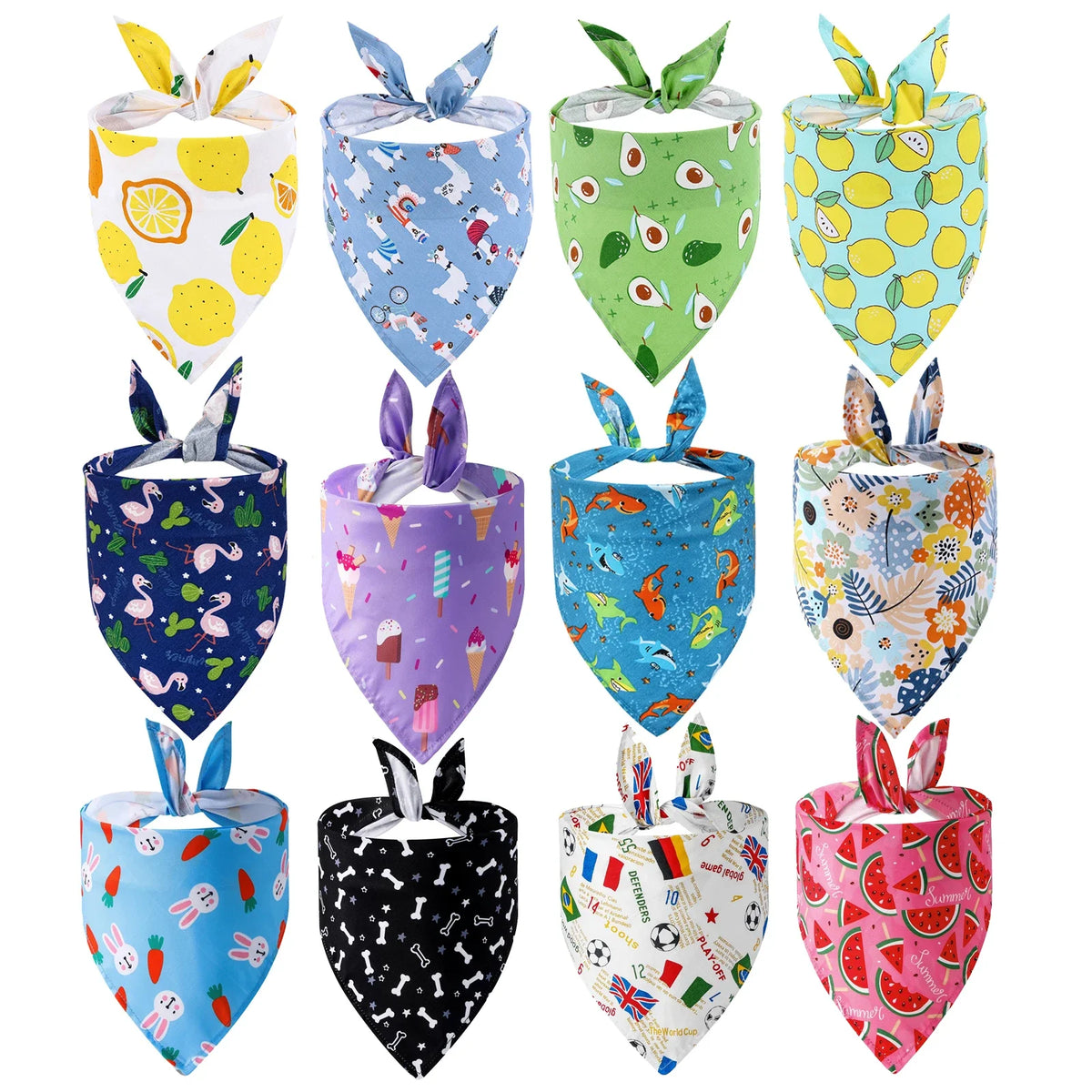 Washable Fruit Floral Dog Bandana Soft Adjustable Pet Scarf