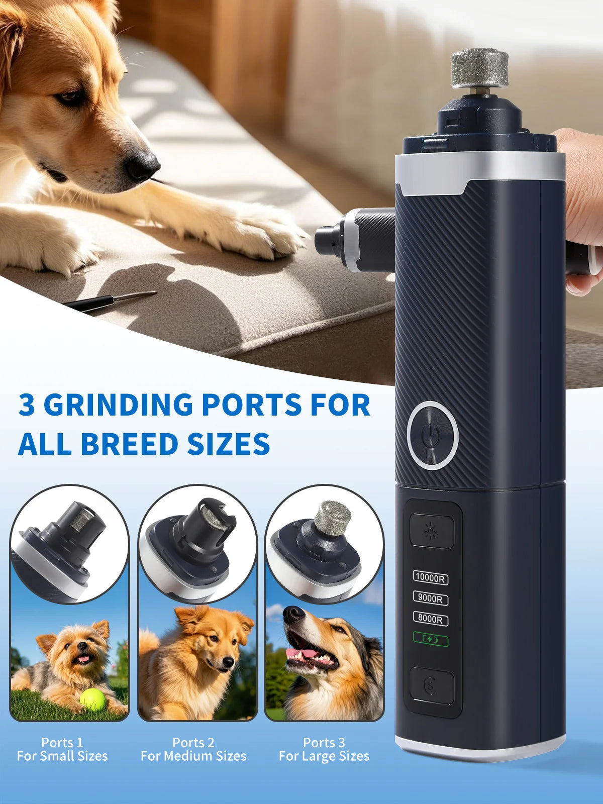 USB Rechargeable Dog Nail Grinder Electric Quiet Pet Clipper