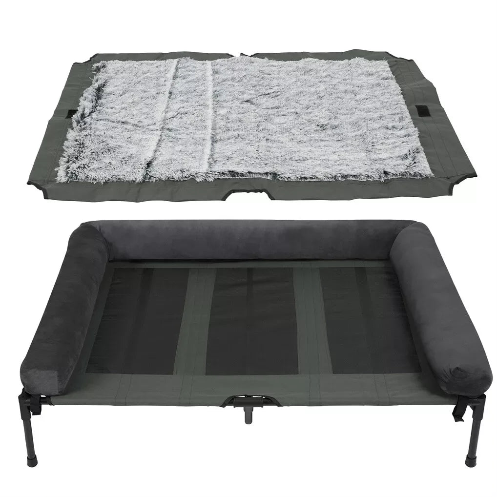 Bingopaw Elevated Cooling Dog Mesh Cot With Detachable Plush Bolster