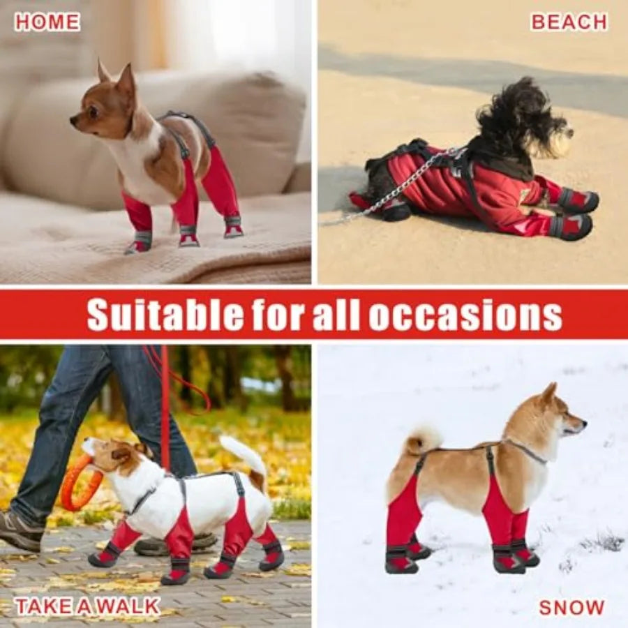 Waterproof Anti Slip Dog Suspender Boots For Winter Hiking