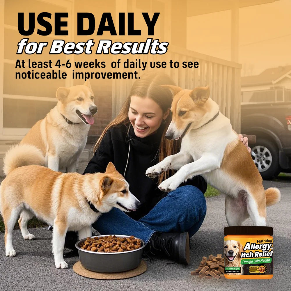 Nutridog Dog Allergy Itch Relief Chews Omega 3 Vitamin C