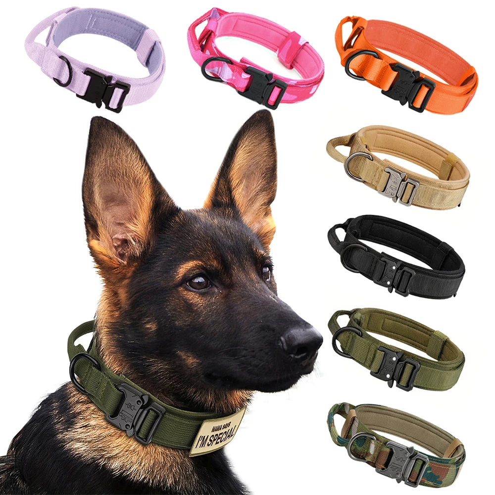 PetraVel Adjustable Tactical Dog Collar And Nylon Leash Set