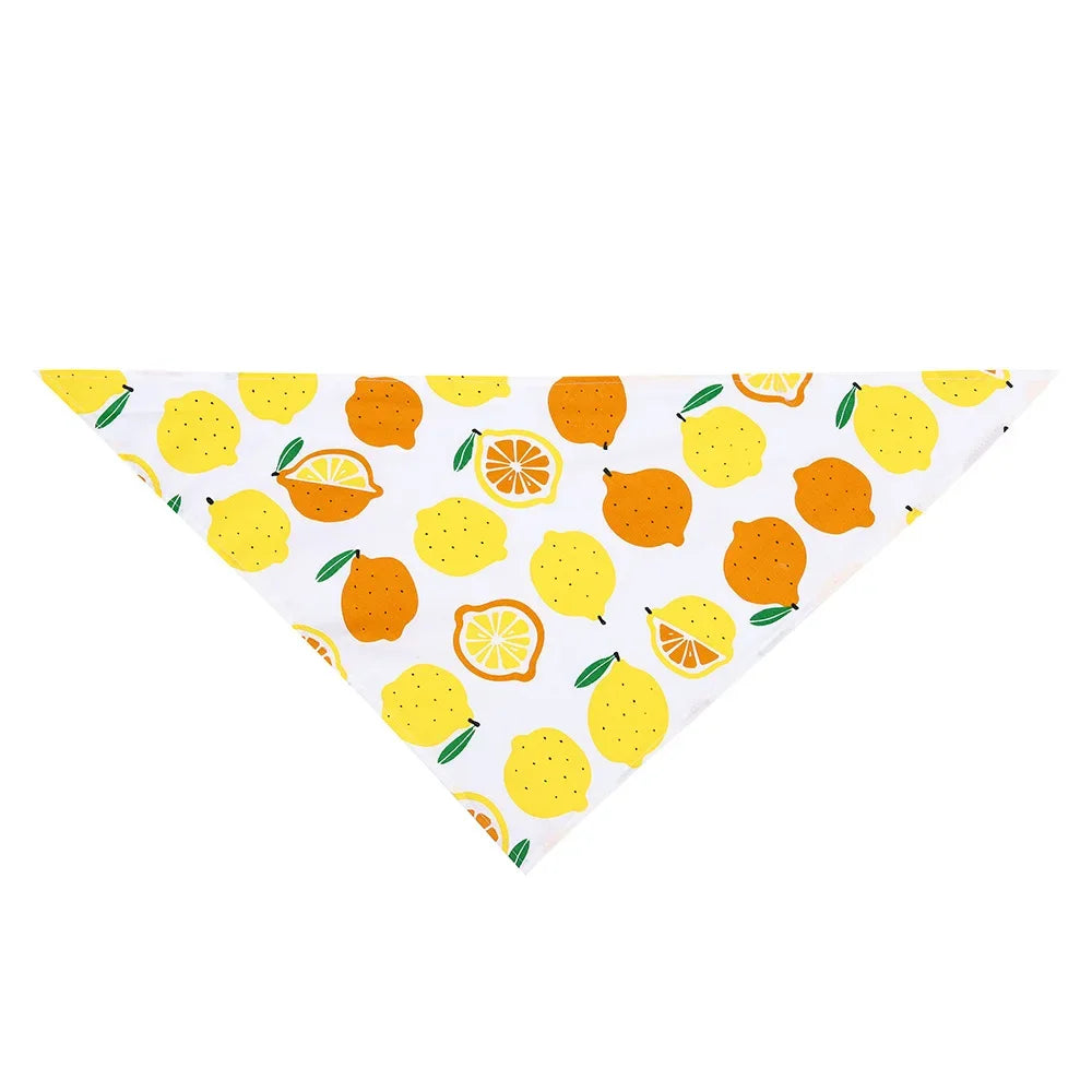 Washable Fruit Floral Dog Bandana Soft Adjustable Pet Scarf