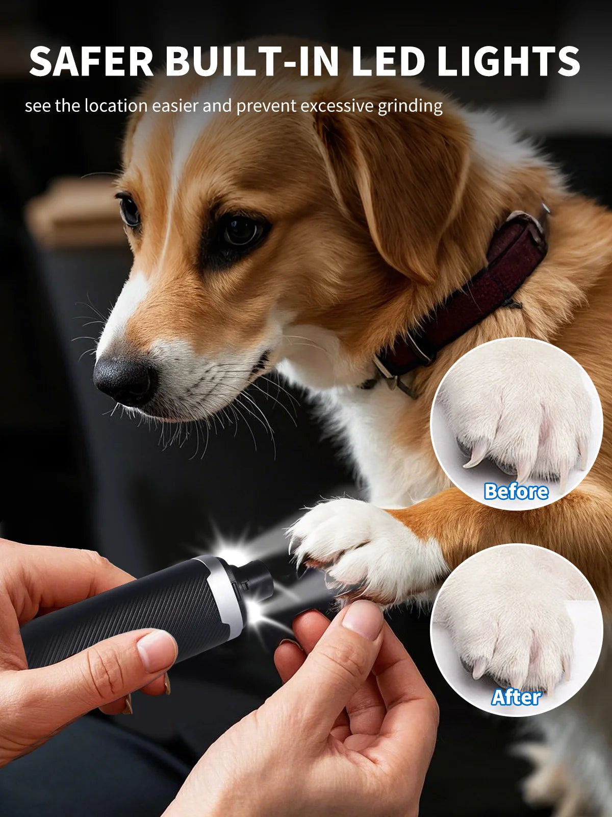 USB Rechargeable Dog Nail Grinder Electric Quiet Pet Clipper