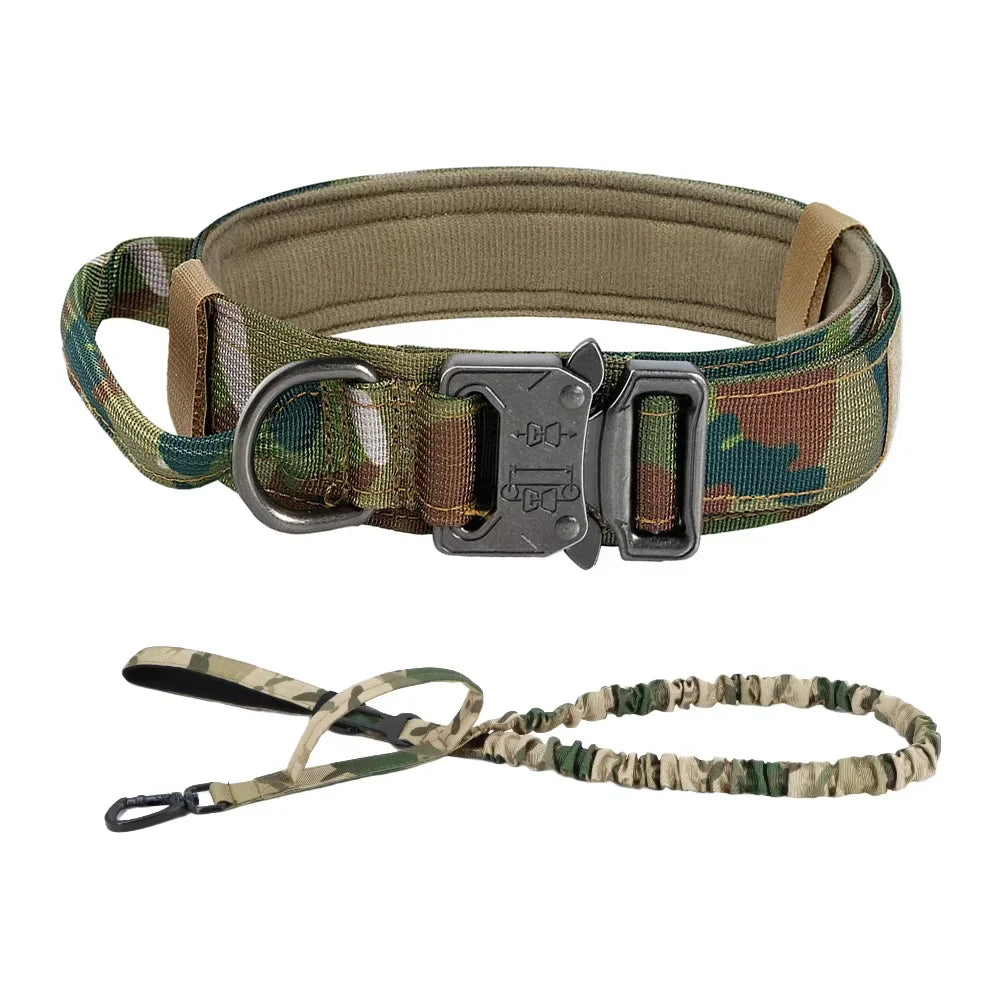PetraVel Adjustable Tactical Dog Collar And Nylon Leash Set