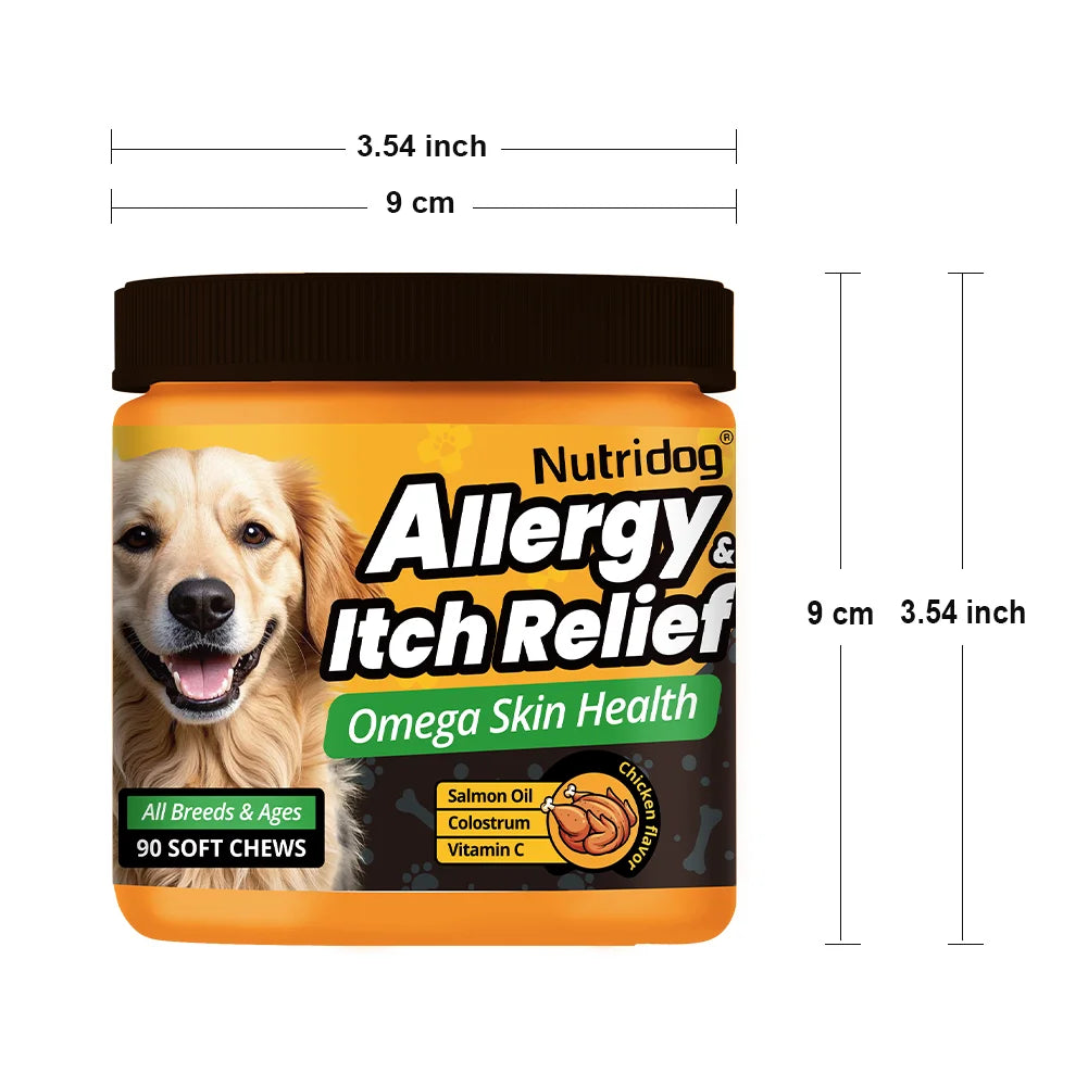 Nutridog Dog Allergy Itch Relief Chews Omega 3 Vitamin C