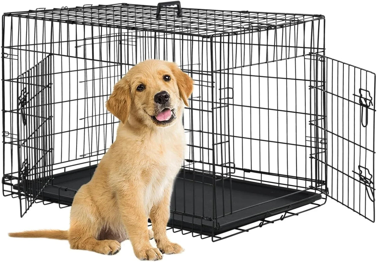Premium Folding Pet Dog Crate With Secure Dual Entry Doors