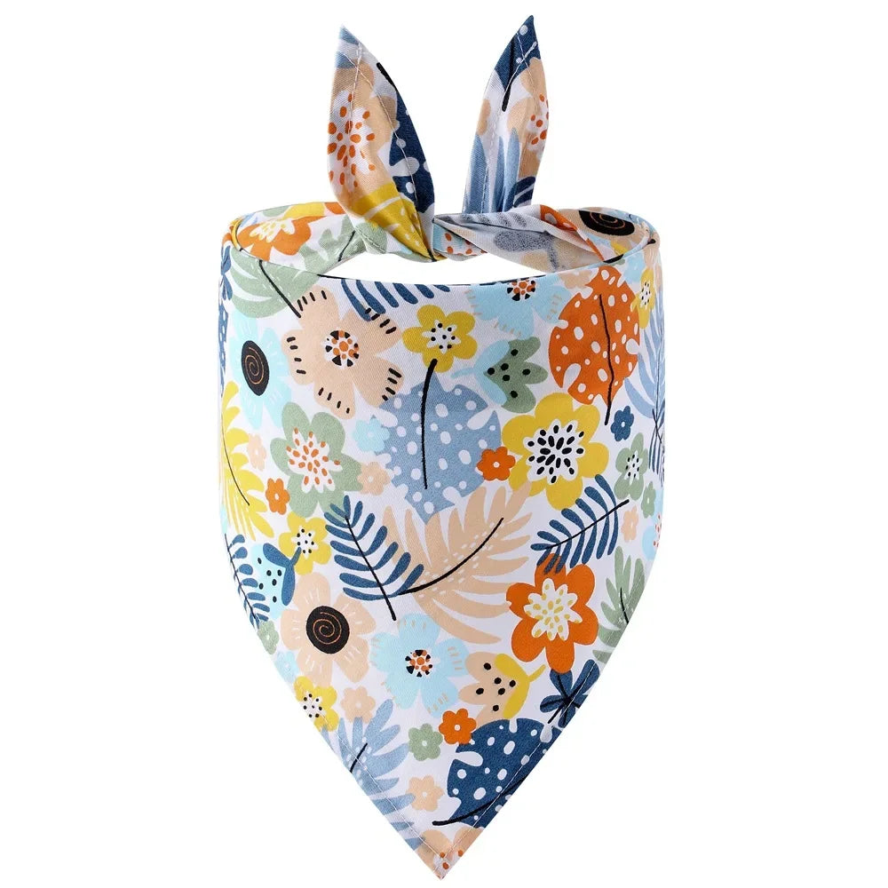 Washable Fruit Floral Dog Bandana Soft Adjustable Pet Scarf
