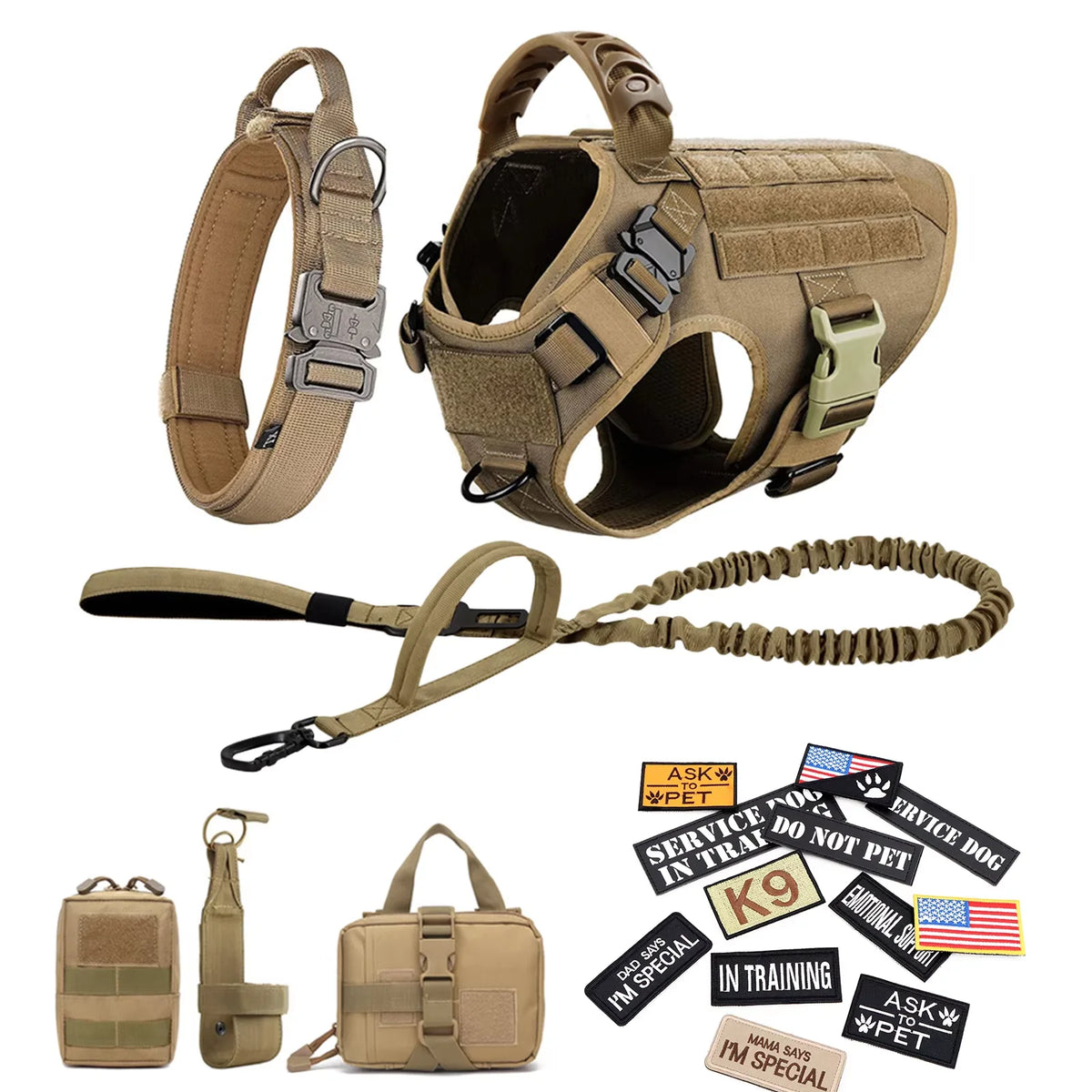 PetraVel Tactical Dog Harness Vest And Complete Accessory Set
