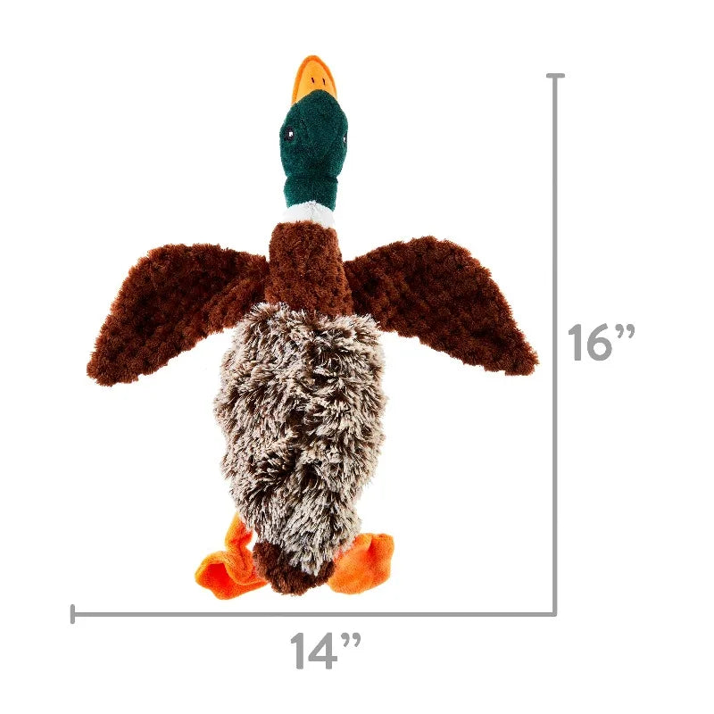 Plush Duck Dog Toy With Honking Squeaker For Chew Play
