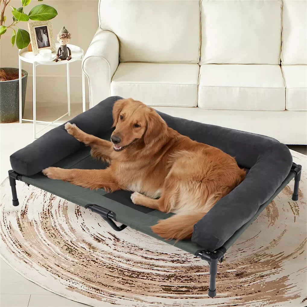 Bingopaw Elevated Cooling Dog Mesh Cot With Detachable Plush Bolster