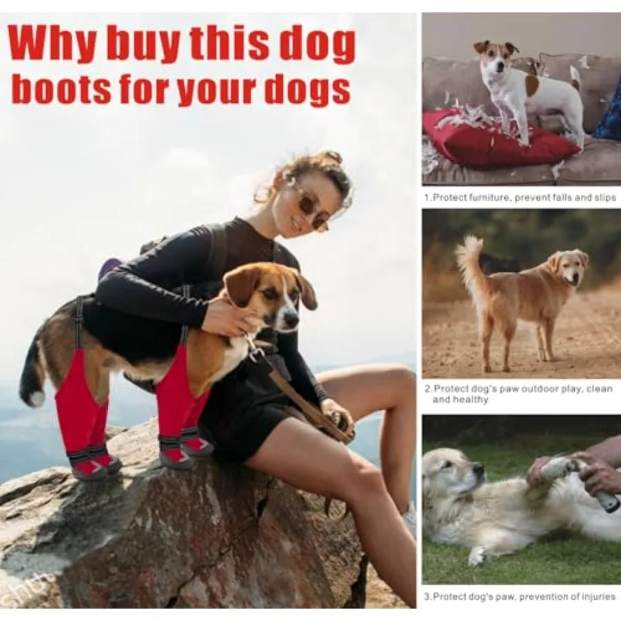 Waterproof Anti Slip Dog Suspender Boots For Winter Hiking