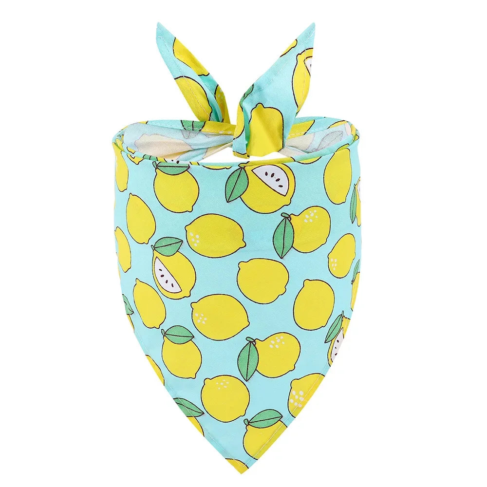 Washable Fruit Floral Dog Bandana Soft Adjustable Pet Scarf