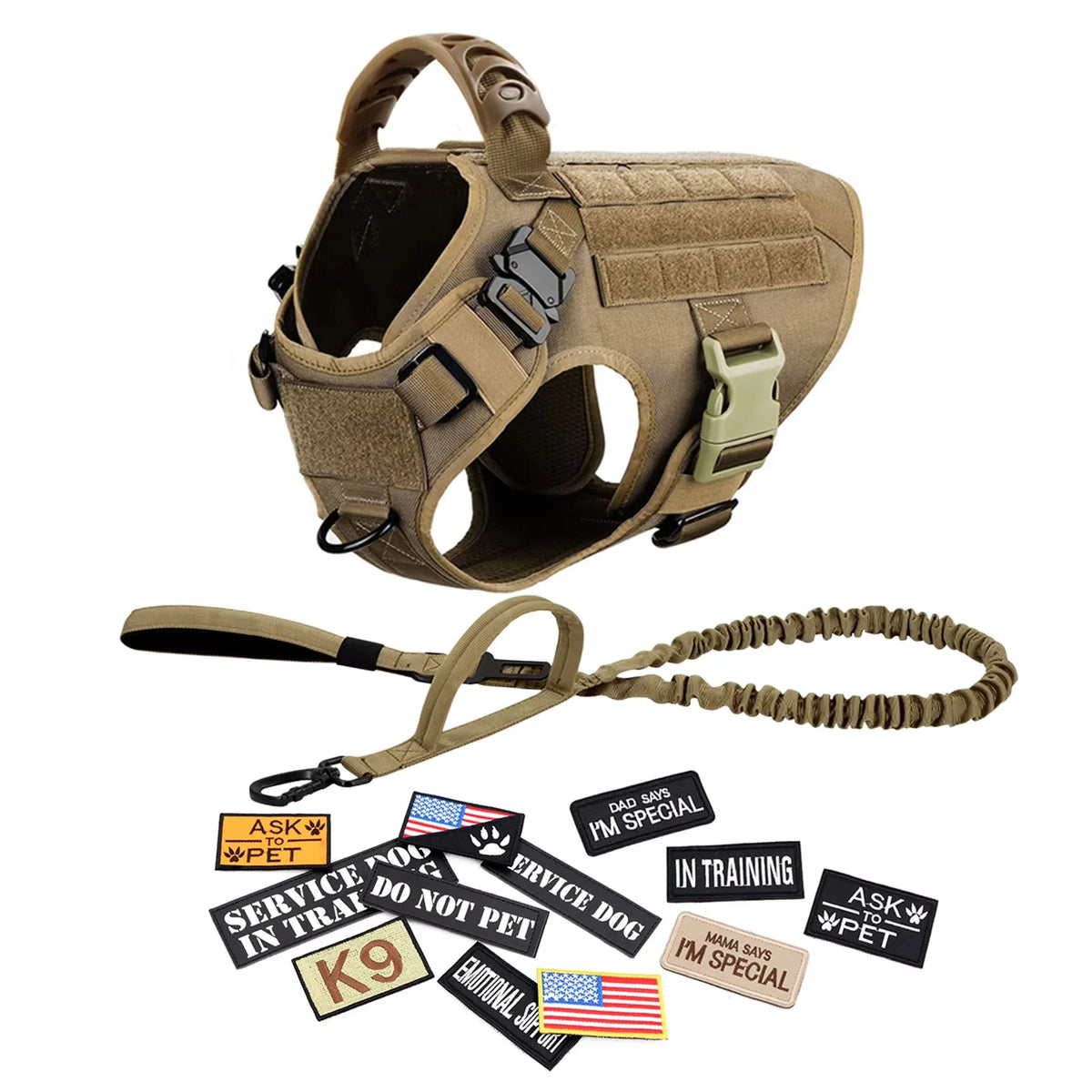 PetraVel Tactical Dog Harness Vest And Complete Accessory Set