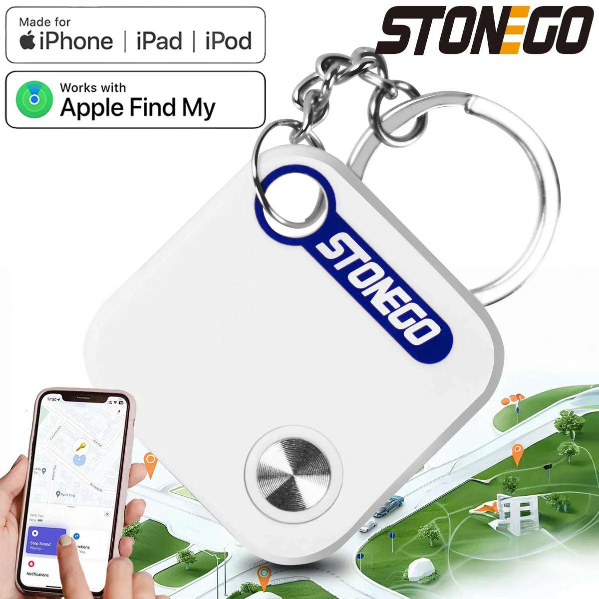 STONEGO Bluetooth GPS Tracker For Keys Pets And Luggage Locator