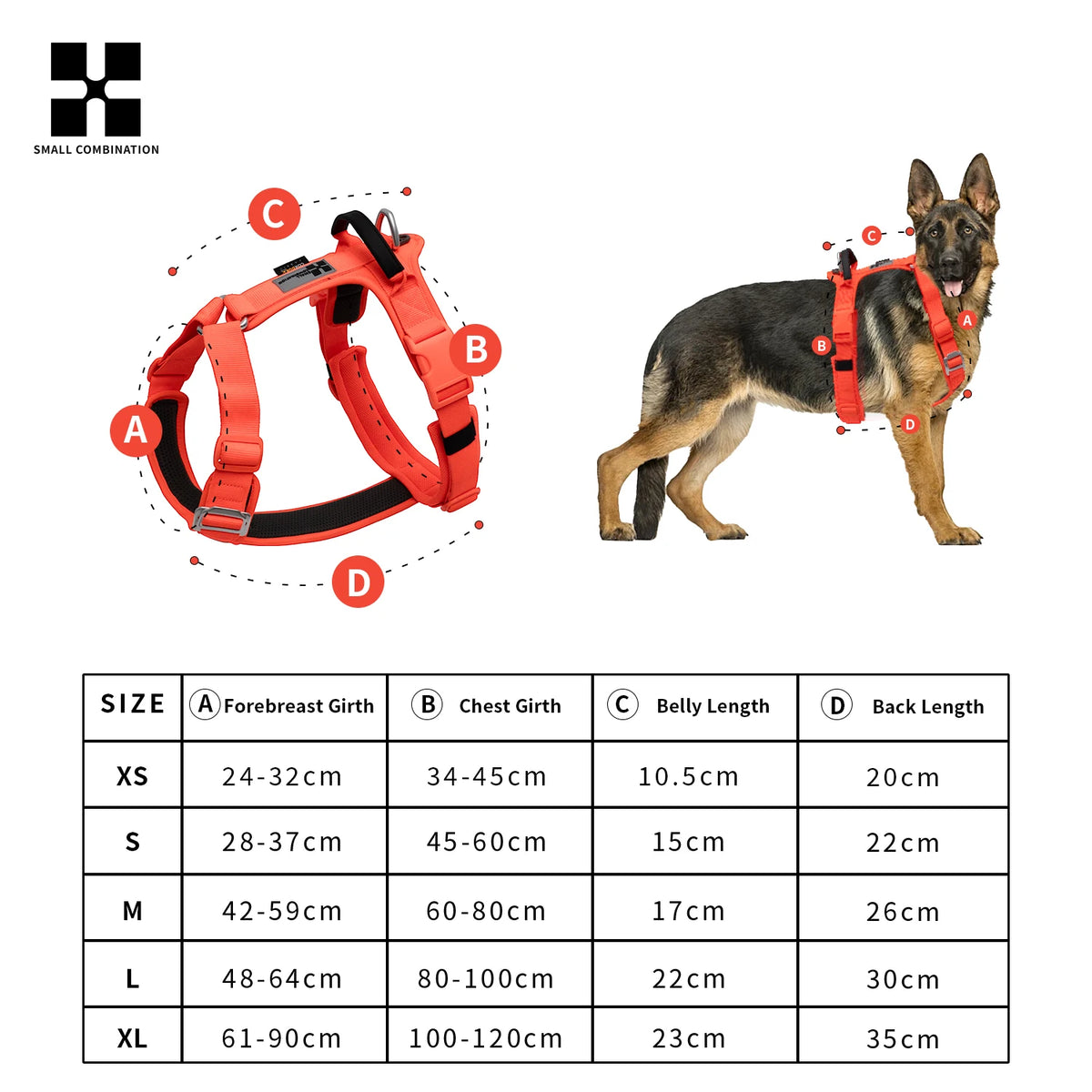 Small Combination Adjustable No Pull Nylon Reflective Dog Harness