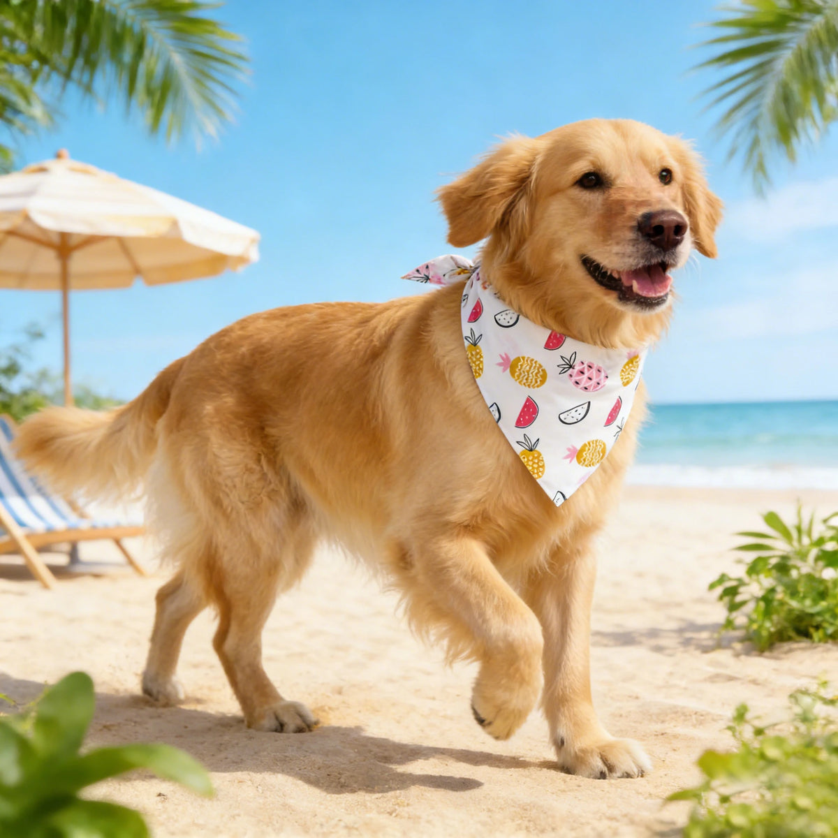 Washable Fruit Floral Dog Bandana Soft Adjustable Pet Scarf