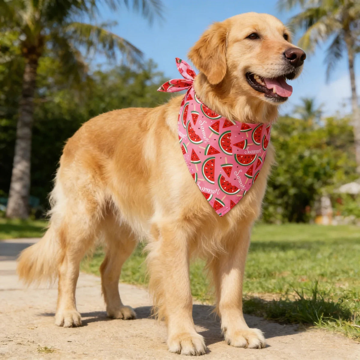 Washable Fruit Floral Dog Bandana Soft Adjustable Pet Scarf
