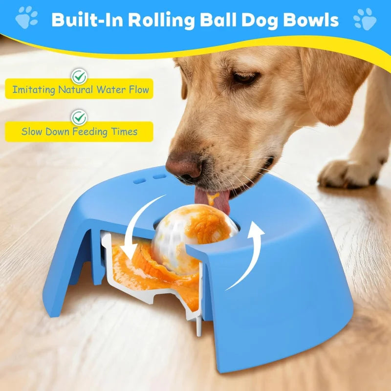 Slow Feeder Dog Bowl Prevents Choking With Non Slip Base