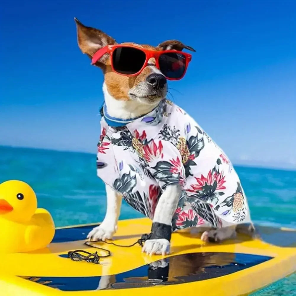 Pet Hawaiian Shirts Set Breathable Dog And Cat Apparel