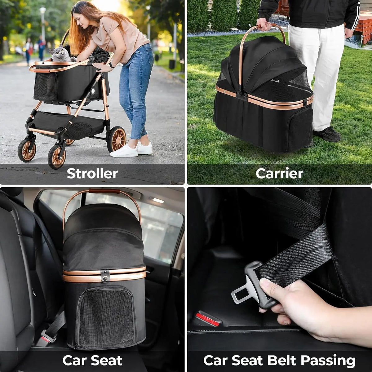 All Terrain Pet Stroller With Detachable Carrier And Folding Design