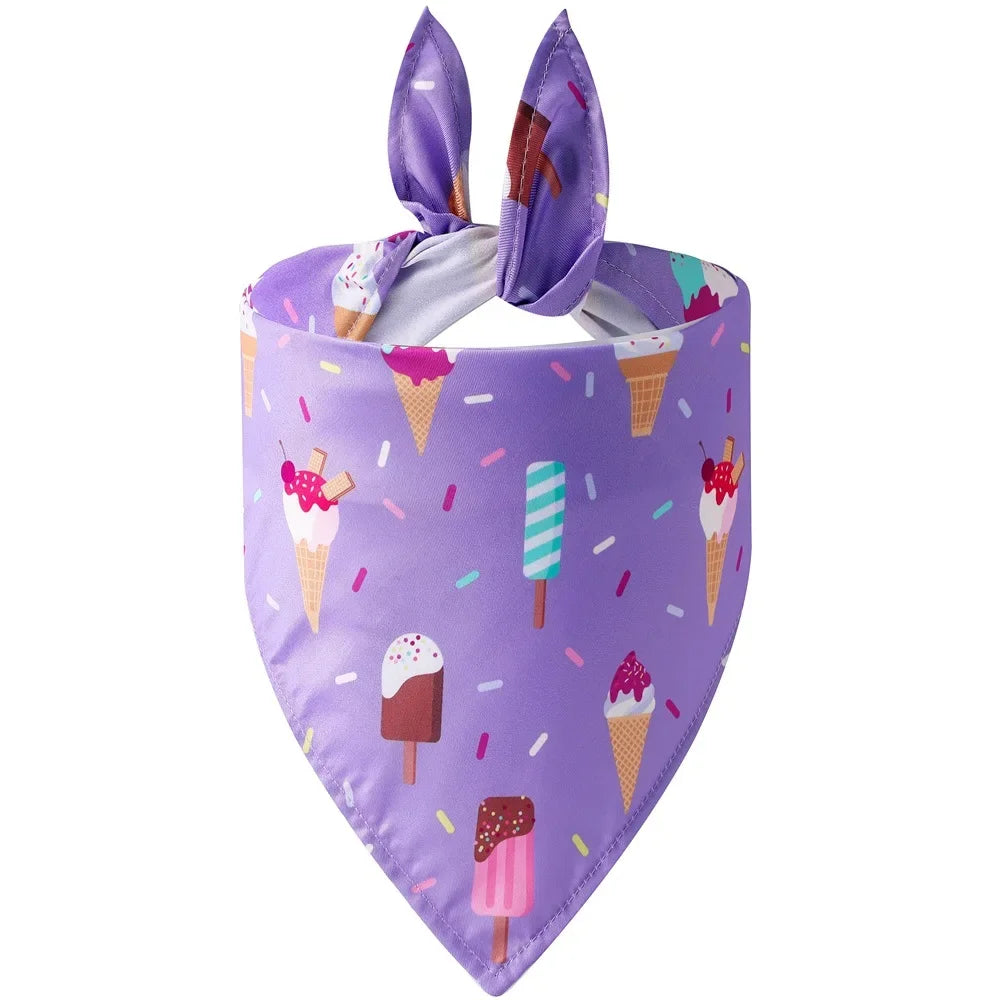 Washable Fruit Floral Dog Bandana Soft Adjustable Pet Scarf