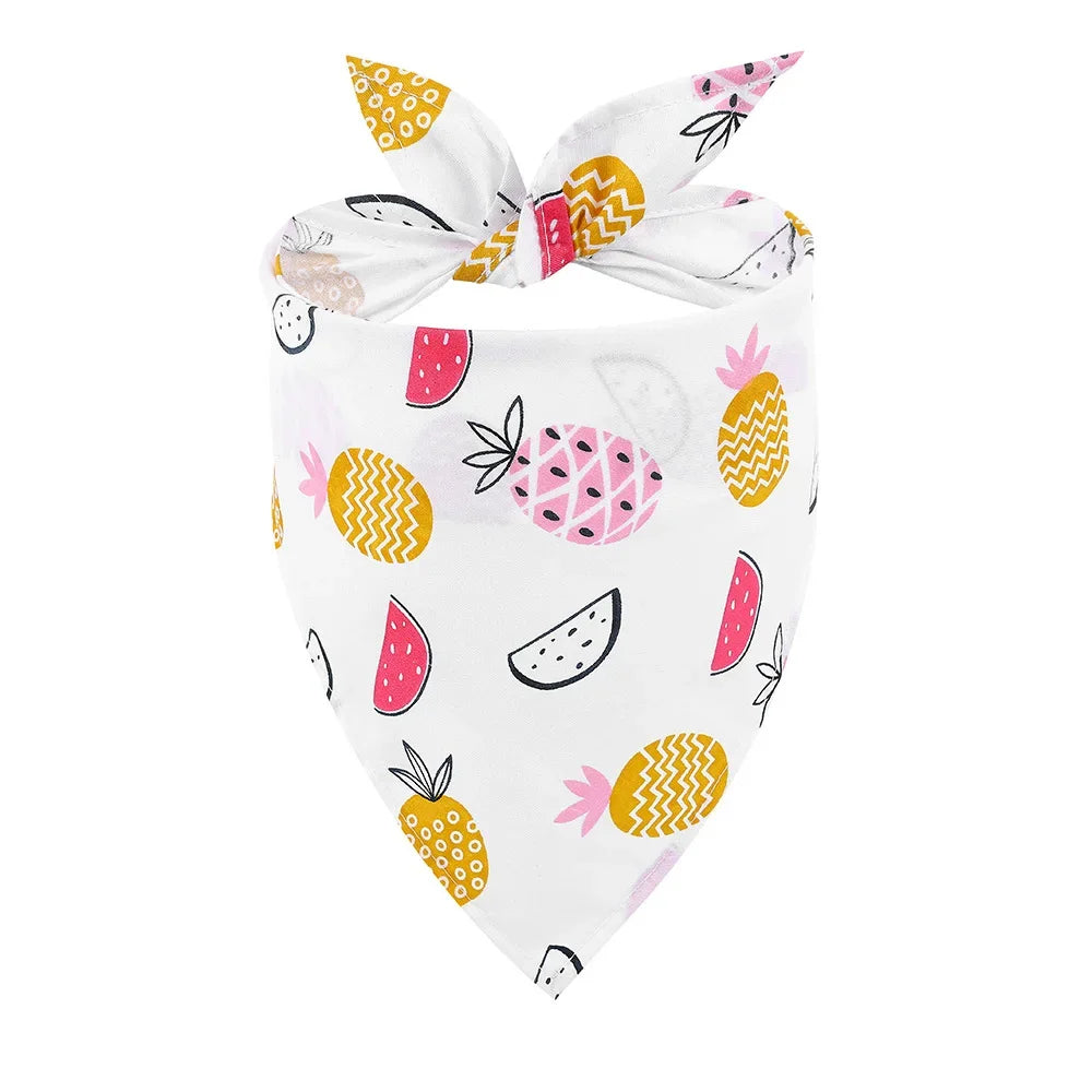 Washable Fruit Floral Dog Bandana Soft Adjustable Pet Scarf