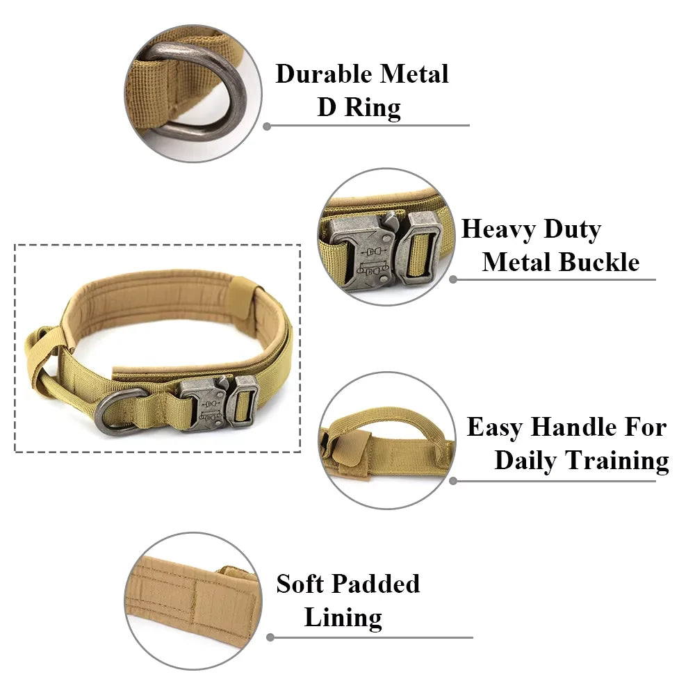 PetraVel Adjustable Tactical Dog Collar And Nylon Leash Set