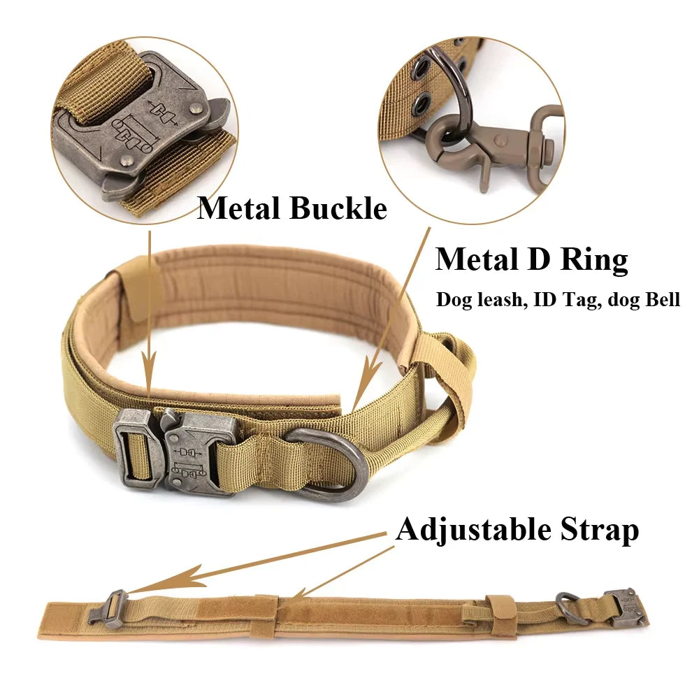 PetraVel Adjustable Tactical Dog Collar And Nylon Leash Set