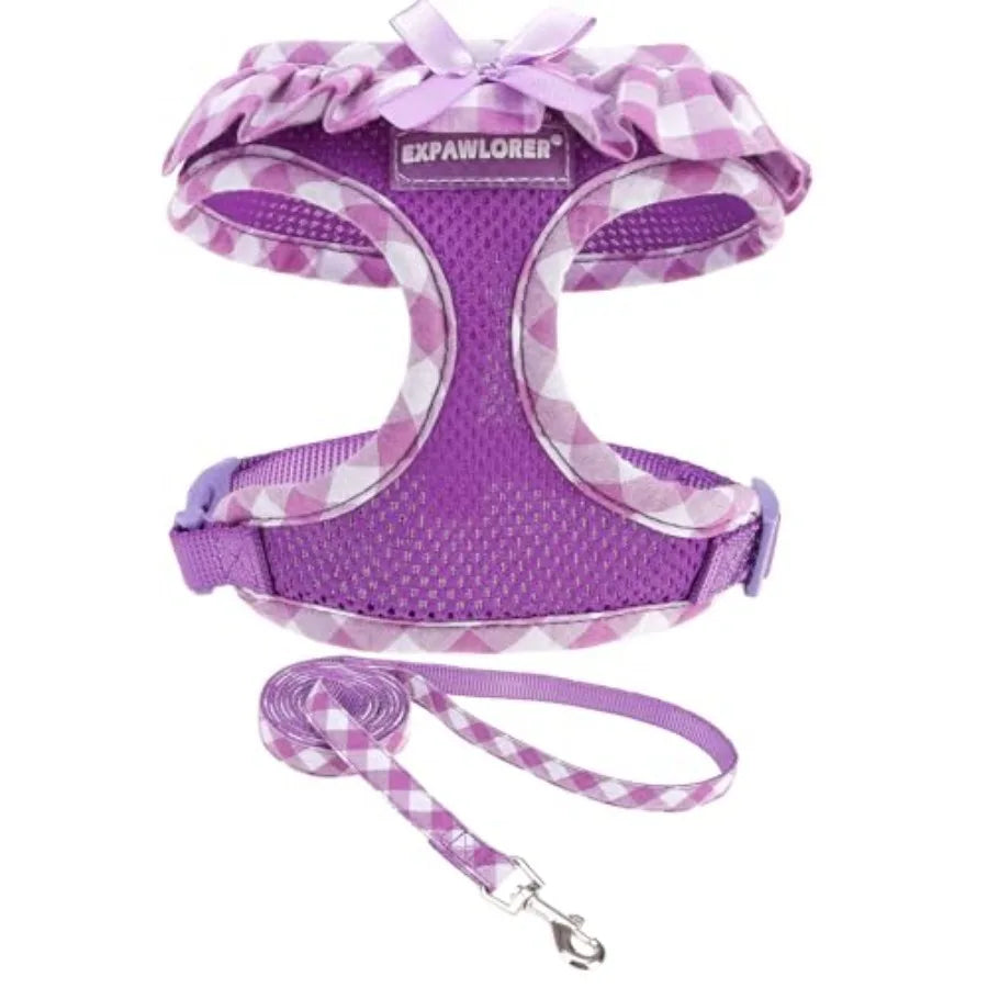 Adjustable Step In Dog Harness Collar And Leash Set