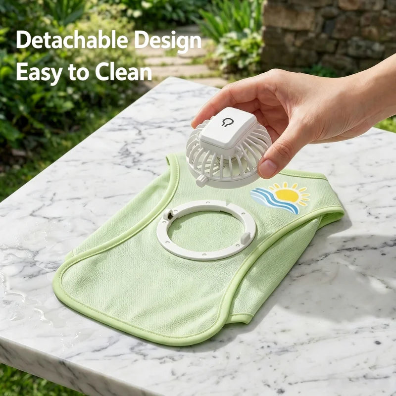 Detachable USB Fan Dog Cooling Vest UV Protective Summer Tank