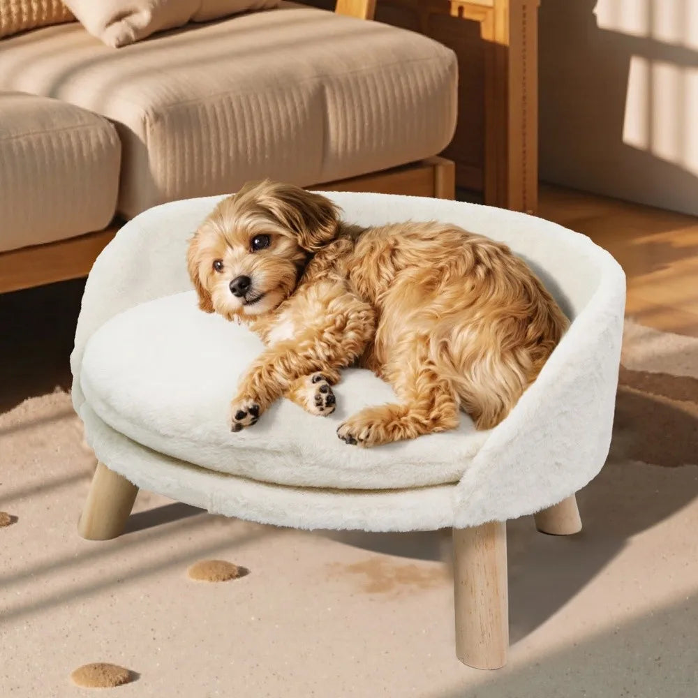 Borwart Elevated Dog Cat Sofa Bed with Removable Padded Cushion