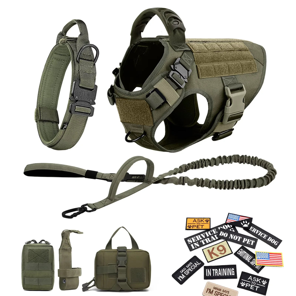PetraVel Tactical Dog Harness Vest And Complete Accessory Set