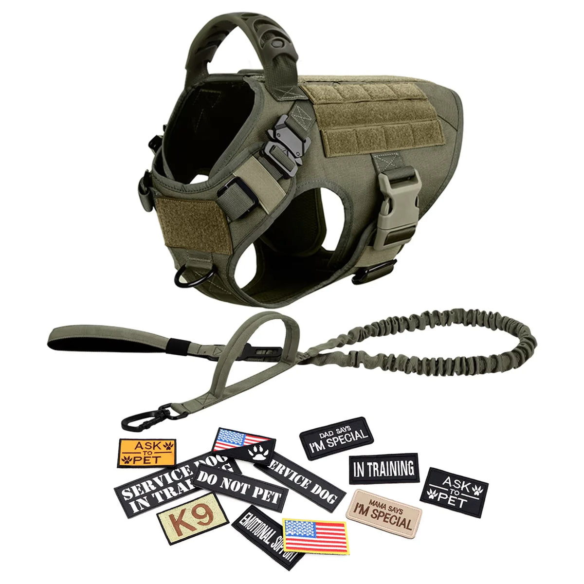 PetraVel Tactical Dog Harness Vest And Complete Accessory Set