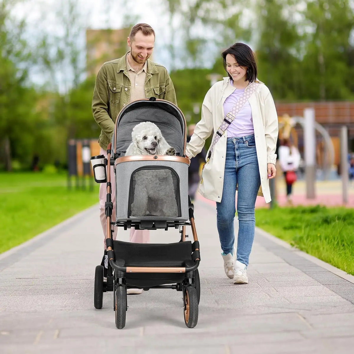 All Terrain Pet Stroller With Detachable Carrier And Folding Design