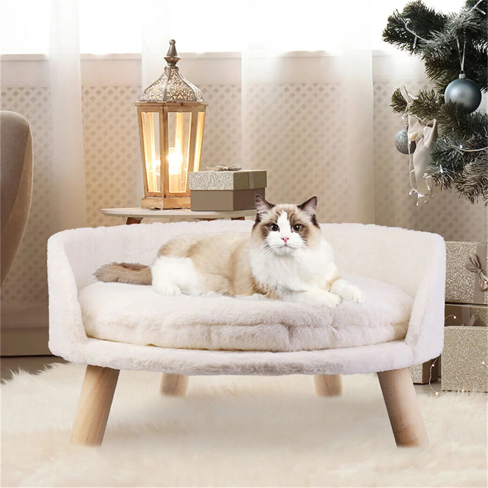 Borwart Elevated Dog Cat Sofa Bed with Removable Padded Cushion