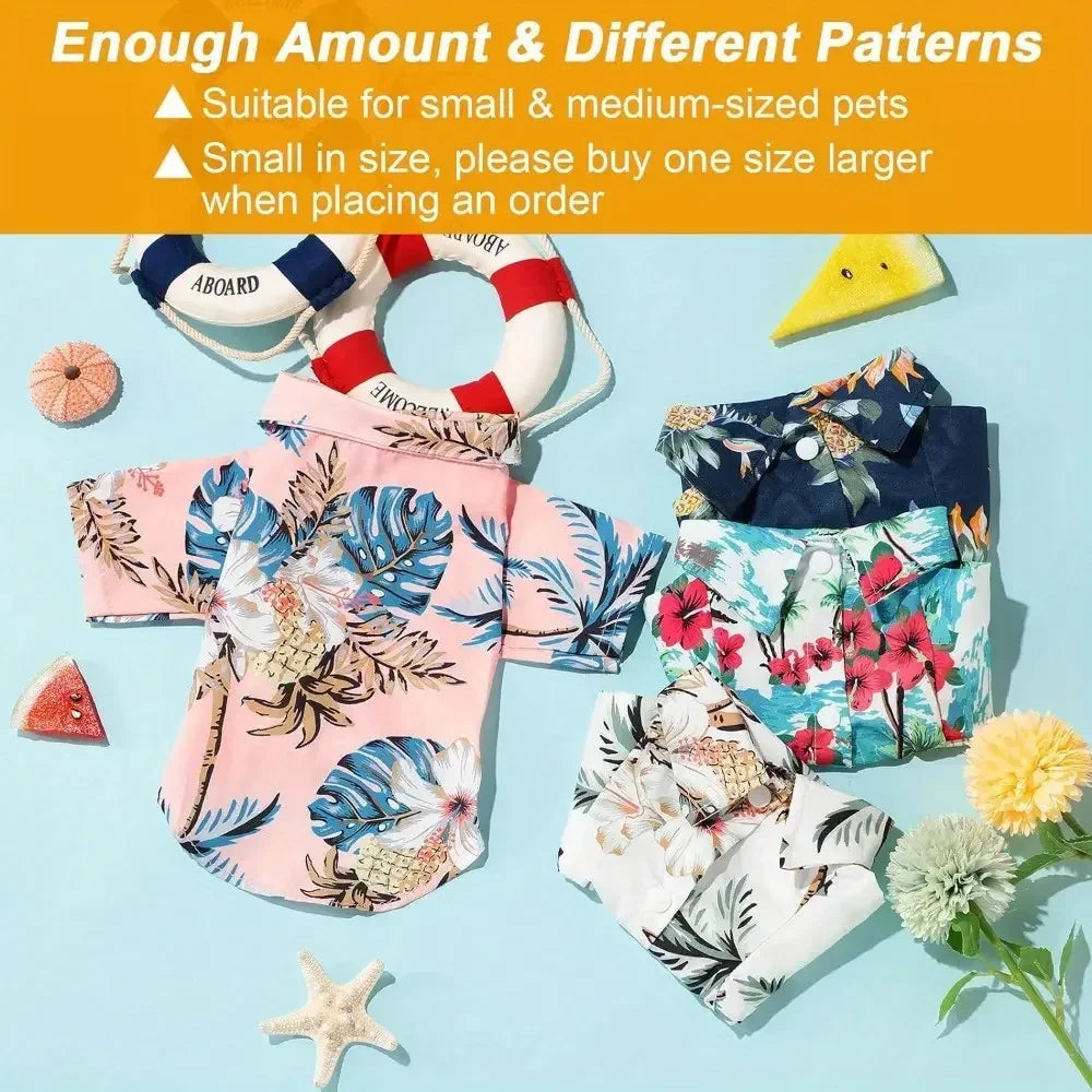 Pet Hawaiian Shirts Set Breathable Dog And Cat Apparel