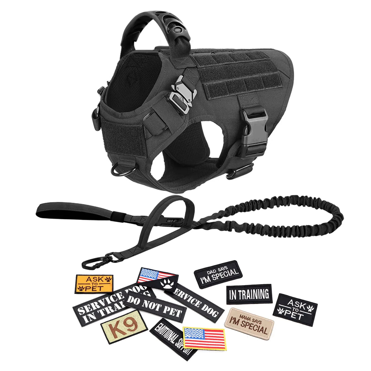 PetraVel Tactical Dog Harness Vest And Complete Accessory Set