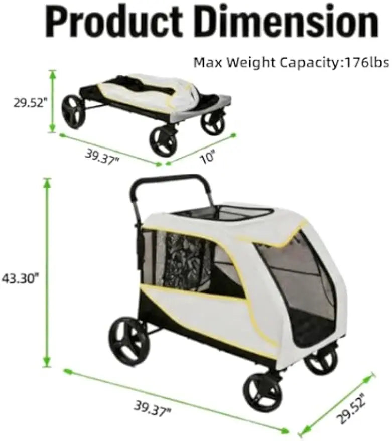 Garvee Folding Four Wheel Pet Stroller For Large Dogs And Cats