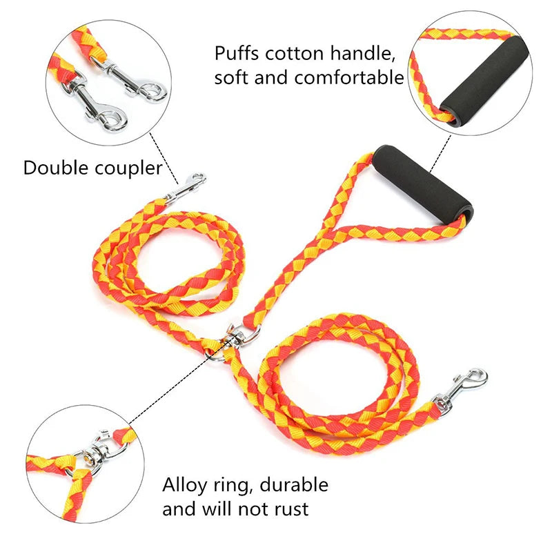 Benepaw Dual Dog Leash No Tangle Coupler With Padded Handle