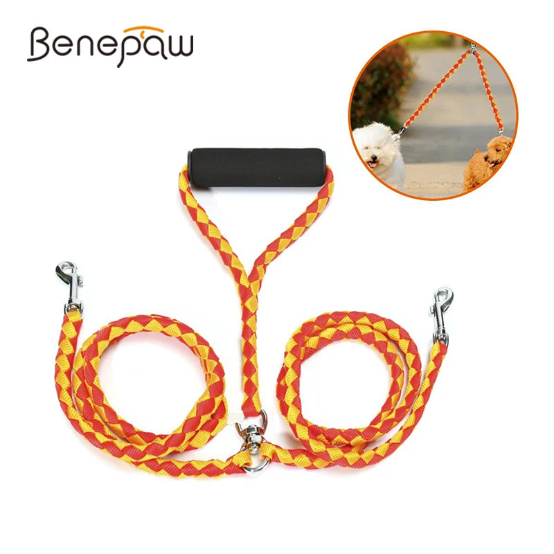 Benepaw Dual Dog Leash No Tangle Coupler With Padded Handle